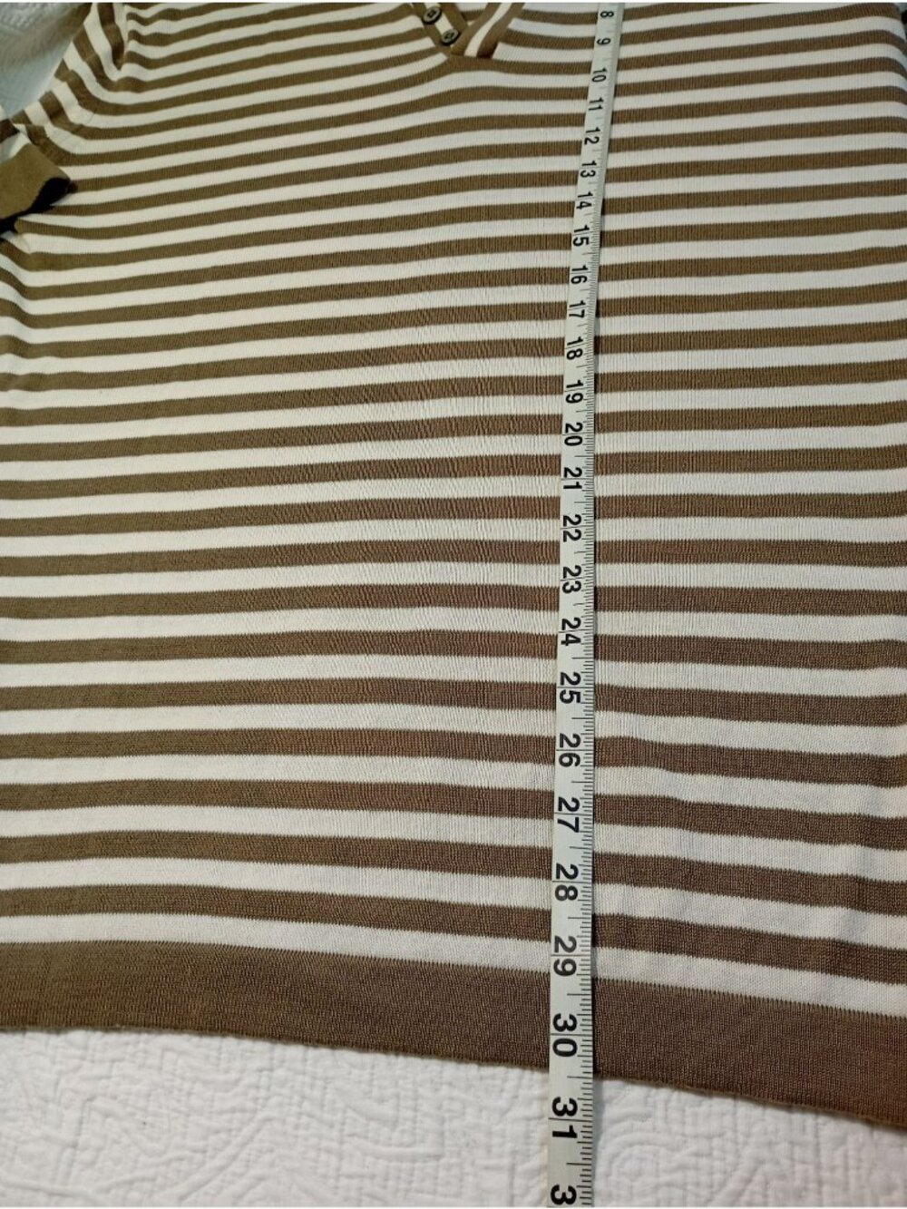 Tori Richard Mens Brown & White Striped Short Sleeve Polo Shirt Size L 100% Cott - Picture 8 of 8